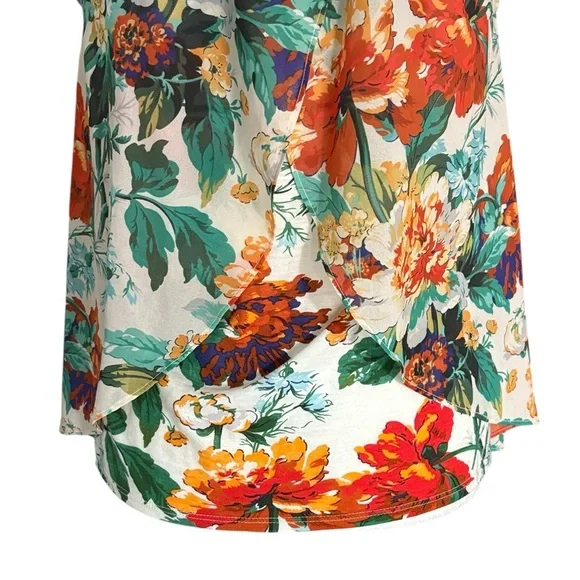 NEW Anthropologie Meadow Rue Floral Chiffon Jersey Knit Overlap Back Tank Top  M - Picture 10 of 15
